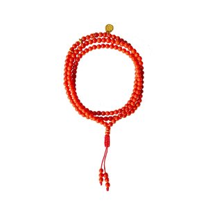 七宝缘天然红珊瑚小米珠手链沙丁珊瑚三圈手串金刚杵女款叠戴饰品