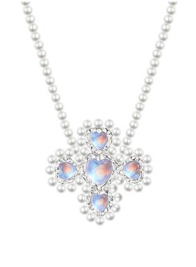 925银设计弥散光爱心珍珠项链