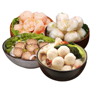 潮汕李老二甄选尊享火锅套餐手打牛肉丸鱼丸虾丸墨鱼丸年会团年饭