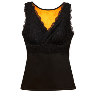 秋冬季女士保暖背心加厚加绒防寒大码200斤打底内穿棉内衣带胸垫