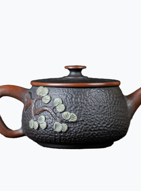 精工根艺松针紫陶茶壶可提可转
