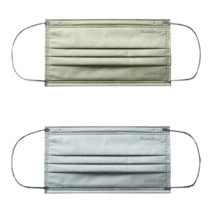 香港代购Maskon新限定色晨雾蓝橄榄绿平面口罩4层高颜值30个独装