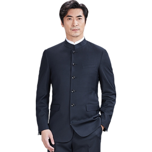 红都青年中山装套装中华立领男士青年装中式新郎礼服中国风服装