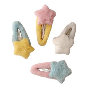 星星毛绒发夹女侧边碎发刘海夹大号bb夹可爱儿童发卡头饰秋冬甜美