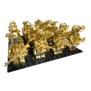 黄金人特种兵人仔兼容第三方积木中国特种兵积木黄金人模型