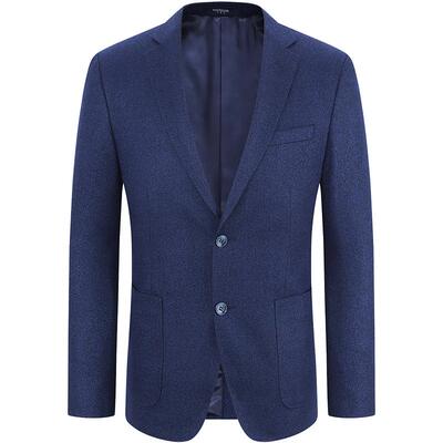 雅戈尔奥莱 男装西服春休闲套装上衣藏蓝斜纹羊毛西装商务休闲
