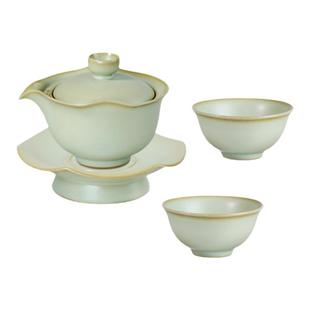 手工汝窑茶具套装家用礼盒装景德镇陶瓷礼品中式简约青瓷仿古瓷器