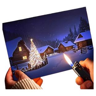 温变圣诞贺卡创意遇热变色圣诞树卡片送男女朋友小惊喜圣诞节礼物点燃温感生日温度祝福