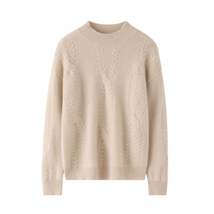 重工麻花七针加厚羊绒衫女半高领麦穗设计感上衣高端保暖打底衫