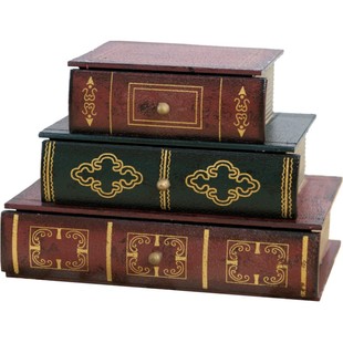 玄关钥匙收纳盒创意饰品抽屉办公桌书房书桌摆件道具书木质首饰盒