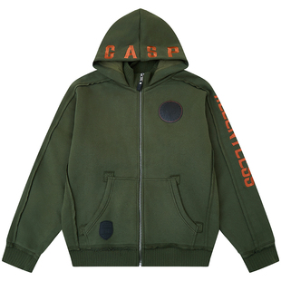 盖世新款骷髅王外套冬季健身男加绒运动美式拉链重磅连帽卫衣显大