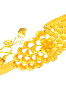 创缘新款花朵镀沙金素圈手镯