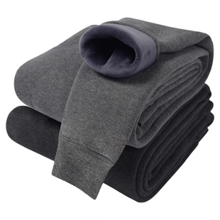 北极绒保暖裤男冬季加绒加厚棉裤大码修身打底裤男士高腰护膝绒裤