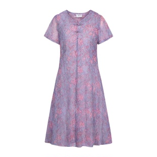 中老年女夏季高档连衣裙2026新款台湾网纱小个子妈妈洋气国风裙子