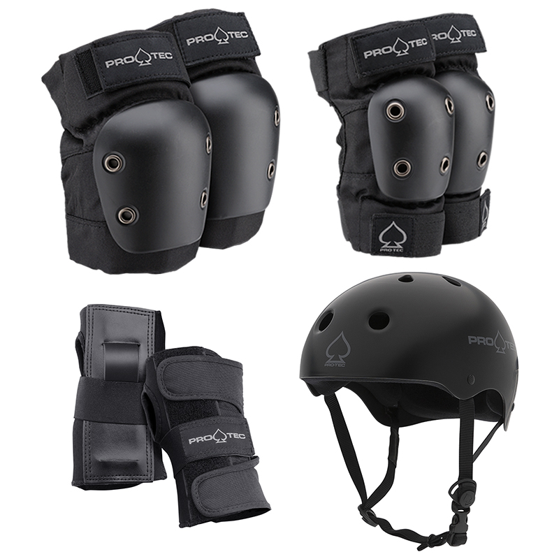 美国PROTEC儿童滑板护具轮滑溜冰陆冲骑行187护膝肘护腕头盔套装
