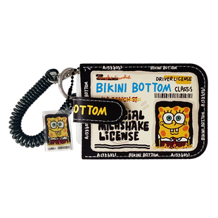 HAPPY原创可爱海绵宝宝抽拉卡包PU皮多卡位通勤门禁证件收纳包