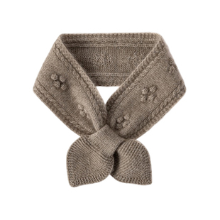 秋冬100%山羊绒小围巾纯色钩花针织小领结百搭纯羊绒脖套保暖围脖