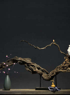 新中式风化木根艺根雕禅意摆件 样板房会所酒店玄关电视柜家装饰