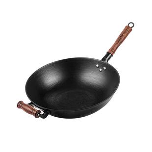 王源吉望江南平底锅铁锅老式家用炒锅铸铁无涂层煎炒锅电磁炉通用