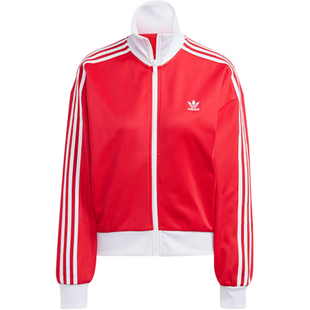Adidas/阿迪达斯官方正品女士三条纹简约宽松立领长袖夹克IK0431