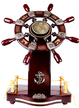 开业礼品办公室船舵铁圈工艺木质