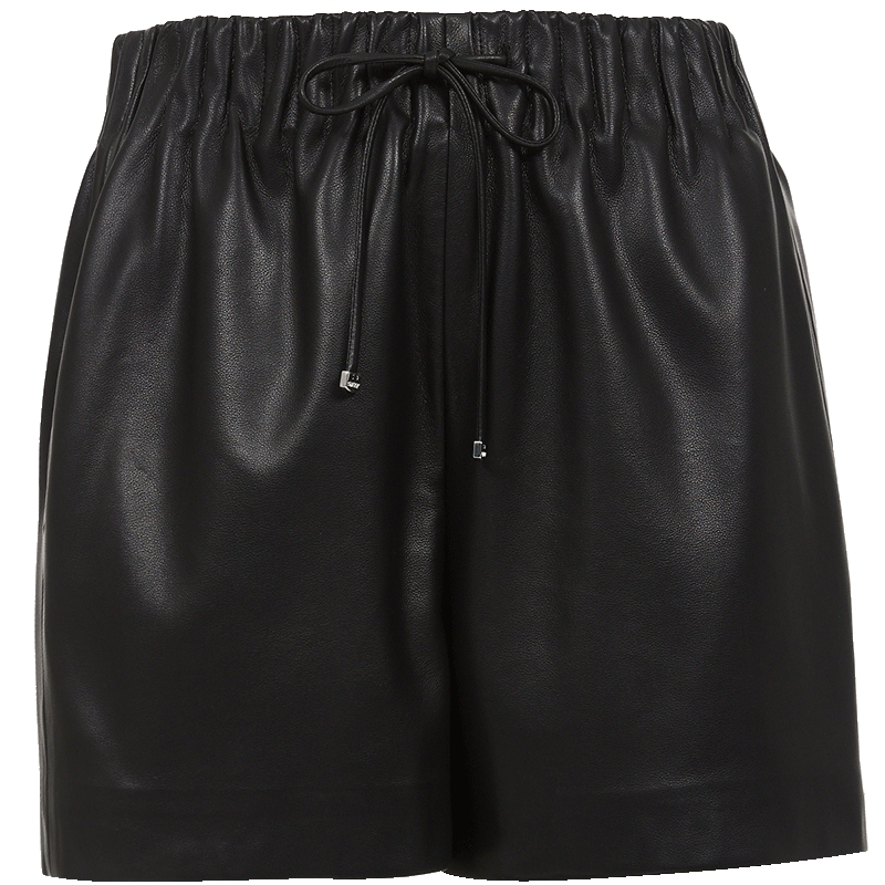 ONLY2025秋冬新款实用隐形插袋抽绳显瘦舒适A型PU短裤休闲裤女