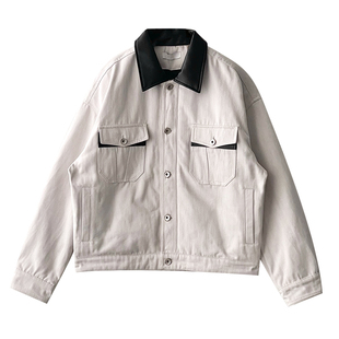 Nick Tian 拼色翻领白鸭绒羽绒服男冬季新款短款夹克休闲宽松外套