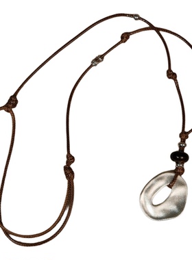 nicedream黑绳银环极简毛衣链