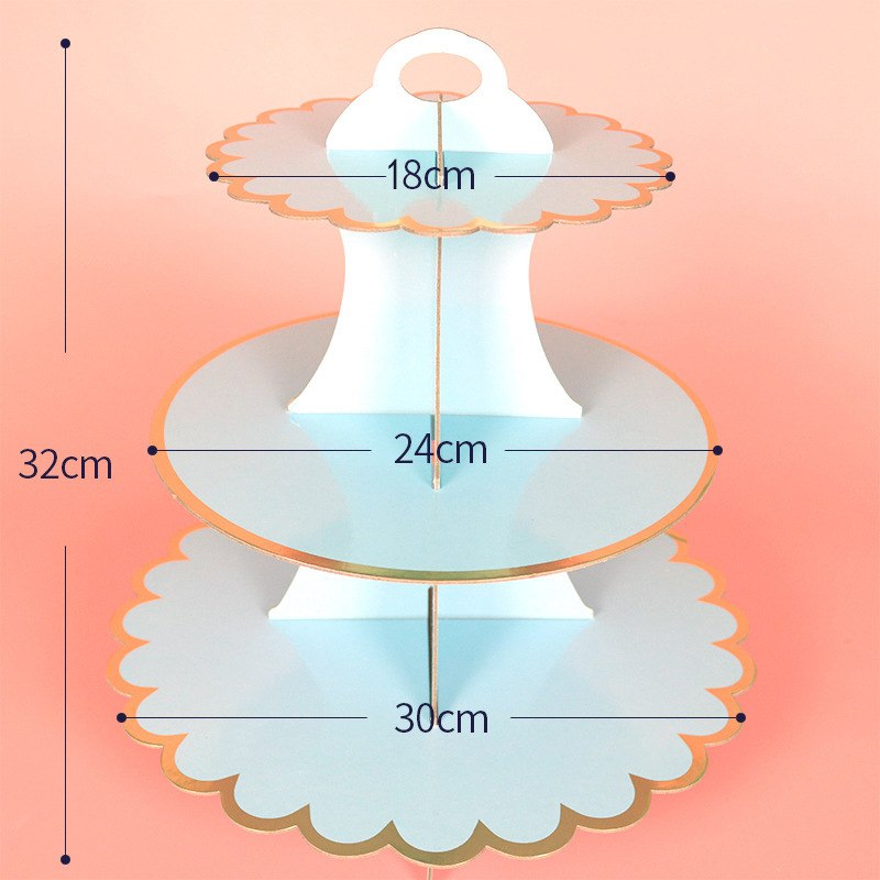 新款直销一次性多层纸质蛋糕架三层烫金甜品桌蛋糕装饰多层甜品架