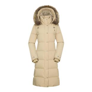 LAFUMA乐飞叶蓬松度700毛领鹅绒过膝长款时尚保暖防泼水羽绒服女