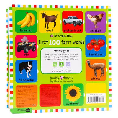 first100words翻翻书 农场动物 英文原版绘本 Farm  Lift-The-Flap儿童图文词典动物启蒙早教认知科普精装大开纸板priddy books