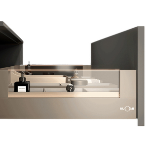 NUOMI诺米超薄钢化玻璃灯光骑马抽抽屉轨道托底滑轨阻尼缓冲导轨