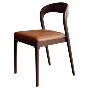 中古风实木餐椅家用靠背椅意式极简轻奢高级感设计师吃饭餐桌椅子