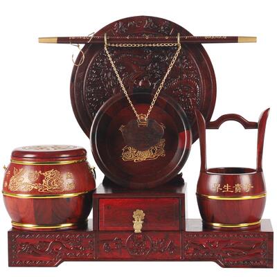 雅玥结婚庆摆件装饰酸枝木子孙桶