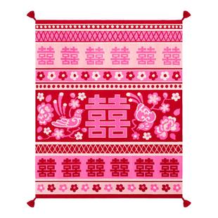 爱诗乐『比武招亲』红盖毯婚房百喜沙发毯结婚针织保暖毯子毛毯