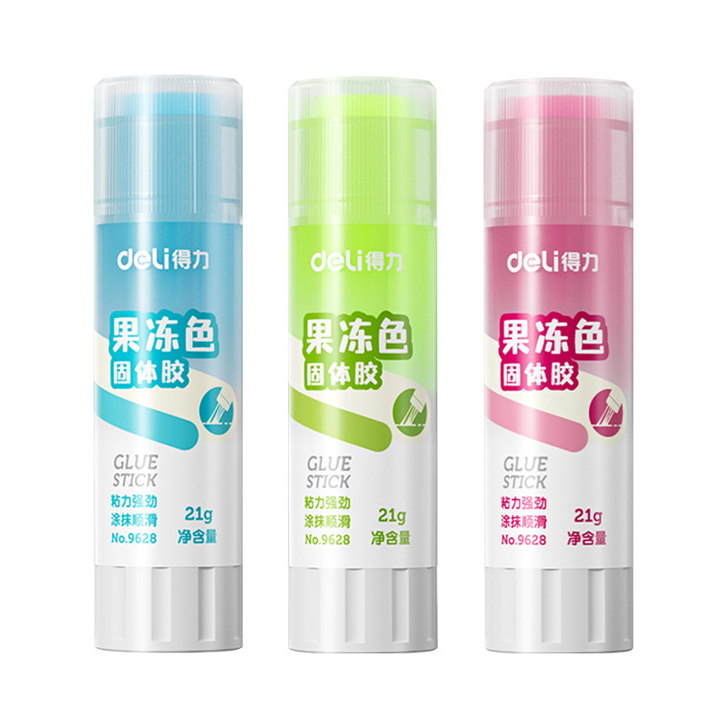 得力果冻固体胶儿童手工胶棒大容量学生用高粘度可水洗胶水21g透明胶棒无甲醛幼儿园手工制作用固体胶棒办公
