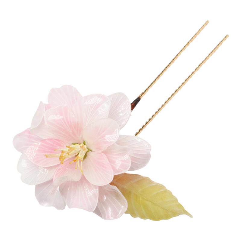 粉色樱花热缩发簪古风汉服头饰