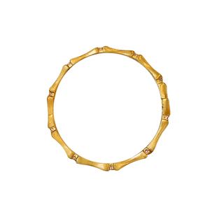 海蓝蓝 轻奢小众精致高级感拉丝金色竹节手镯女2026新款气质手饰