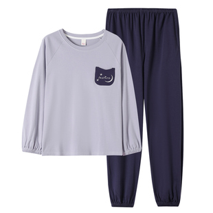 2025年新款春秋款睡衣女长袖纯棉可外穿秋天全棉带胸垫家居服套装