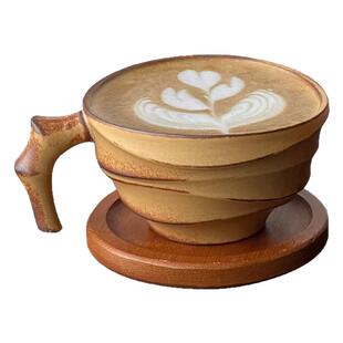 复古竹节咖啡杯粗陶马克杯创意陶瓷拿铁拉花杯小众中古杯牛奶杯子