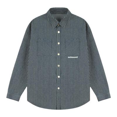 牛仔条纹长袖衬衫高级感衬衣