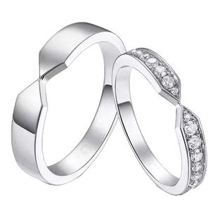 MGY正品PT950纯铂金镶嵌美国进口D色莫桑石V型碎钻对戒轻奢高级感