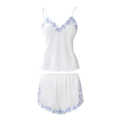 性感蕾丝V领吊带短裤家居服套装