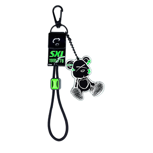 ins风情侣款礼物小熊黑绿色亚克力透明卡通diy汽车钥匙扣包包挂件