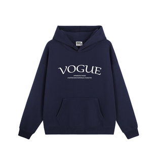 高级感简约休闲复古字母印花灰色连帽卫衣女宽松百搭早秋薄款上衣