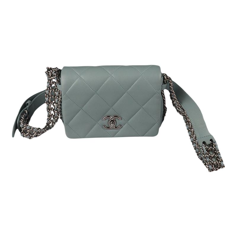 【自营】Chanel/香奈儿中古9新瀑布方形链条口盖包斜挎包