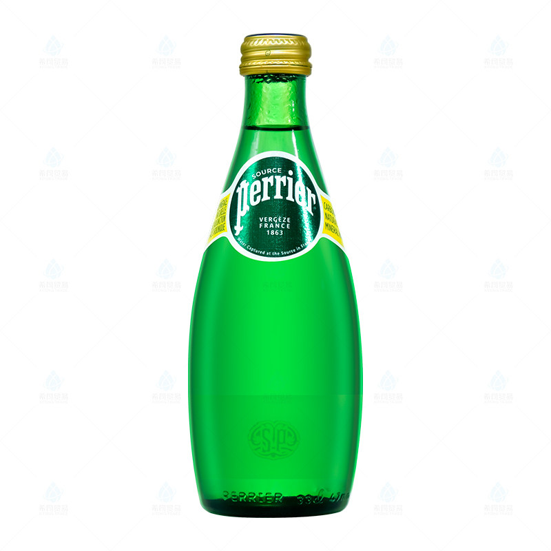 Perrier巴黎水充气天然矿泉水330ml玻璃瓶瓶气泡水0糖0卡法国进口