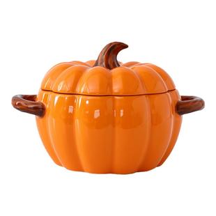 陶瓷汤碗带盖家用创意盛汤碗大号网红南瓜双耳泡面碗酸辣粉专用碗