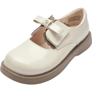 巴拉巴拉女童公主鞋中大童白色皮鞋儿童鞋子春秋季新款童鞋宝宝小