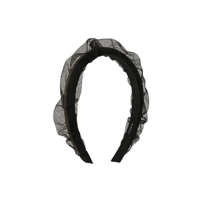 AJIDOU阿吉豆发箍女高颅顶优雅网纱水钻时尚黑色专柜同款头箍发饰